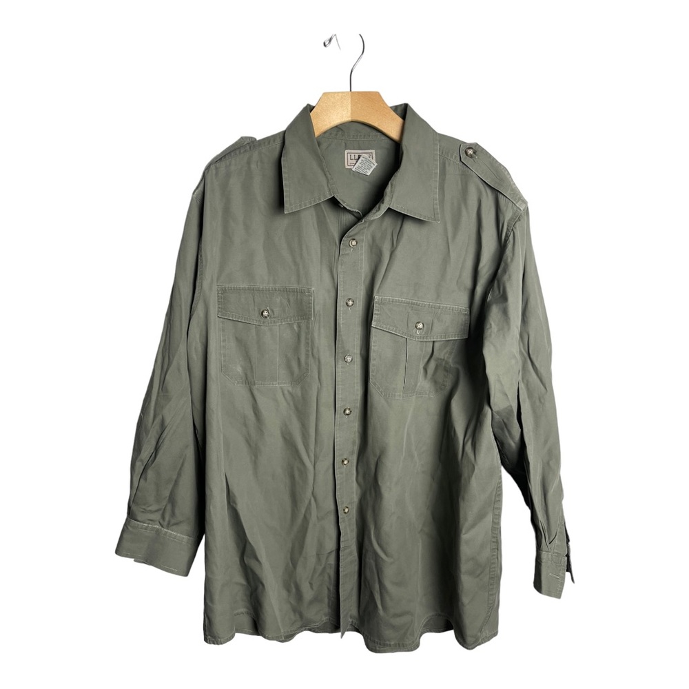 Ll Bean Men’s Green Button Down Shirt Size XL Cotton